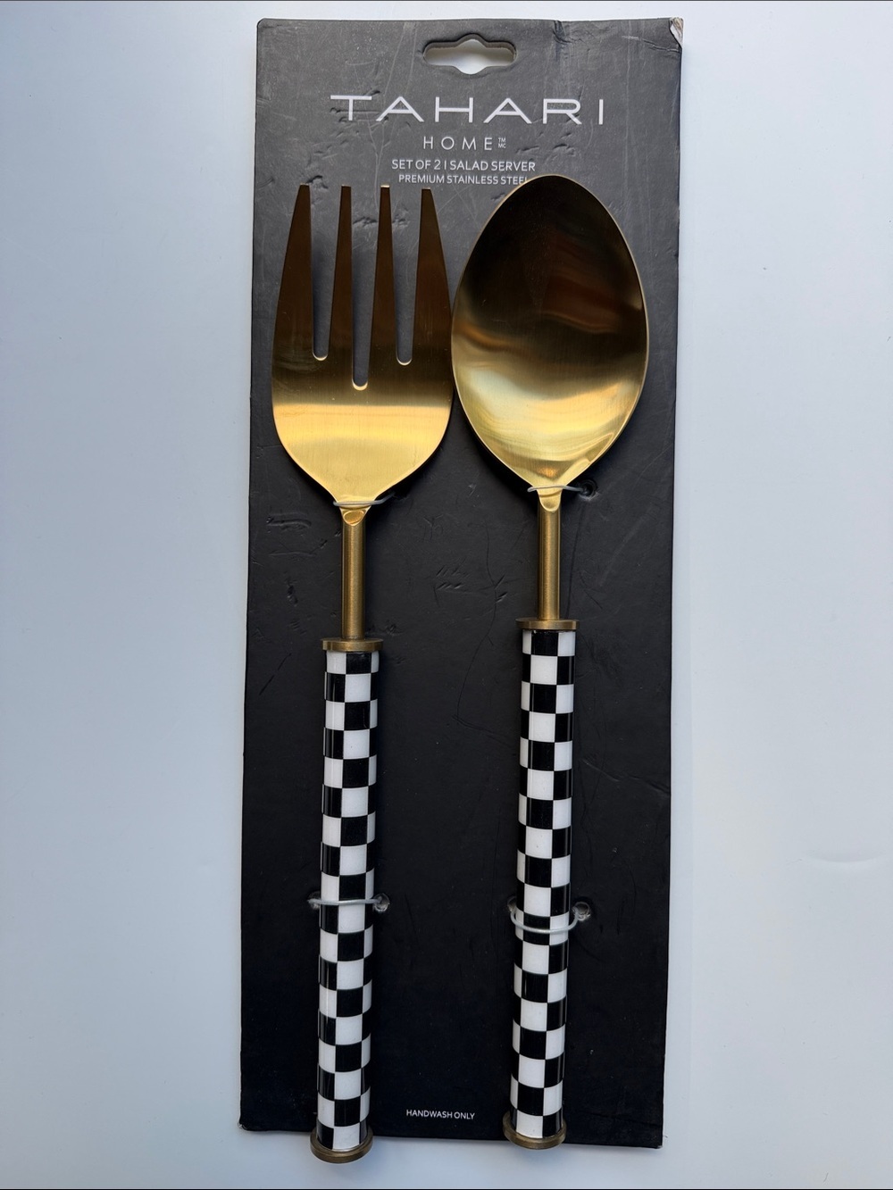 Tahari Home checkered salad servers - Picture 4 of 8